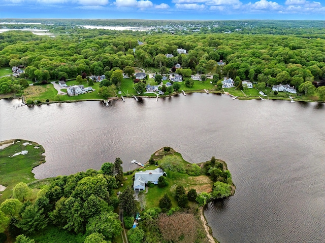27 Wilbur Rd, Stonington, CT 06378 - bird's eye view of a nearby body of water and a heavily wooded area