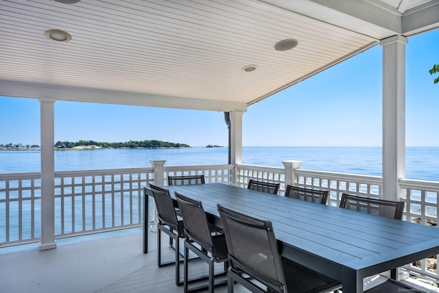 Rogers Is, Branford, CT 06405 - deck featuring a water view and outdoor dining space