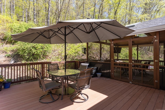 173 Barlow Mountain Rd, Ridgefield, CT 06877 - deck featuring outdoor dining area and a forest view
