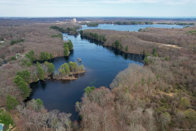 186 Isinglass Rd, Shelton, CT 06484 - drone / aerial view featuring a water view and a forest view