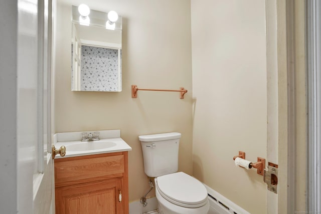 97 Wyldewood Rd, Easton, CT 06612 - half bath with vanity, toilet, and baseboard heating