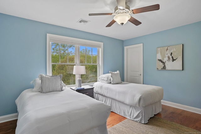 211 Linden Tree Rd, Wilton, CT 06897 - bedroom featuring baseboards, wood finished floors, and ceiling fan