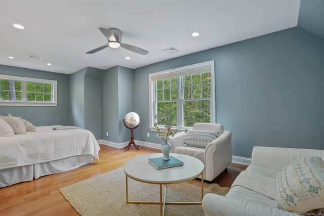 211 Linden Tree Rd, Wilton, CT 06897 - bedroom with wood finished floors, a ceiling fan, recessed lighting, and baseboards
