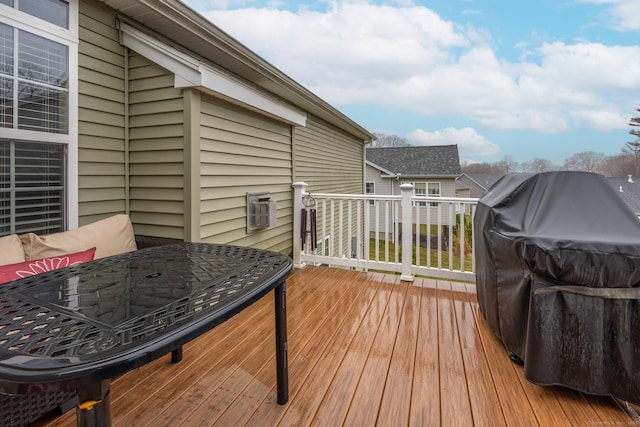deck featuring area for grilling