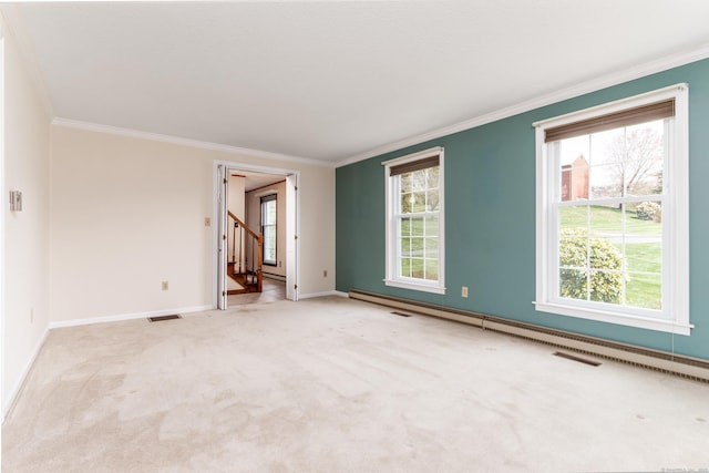 14 Valley View Dr, Wallingford, CT 06492 - empty room with crown molding, baseboards, visible vents, and a wealth of natural light