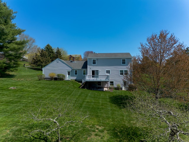 14 Valley View Dr, Wallingford, CT 06492 - back of house with a lawn and a wooden deck