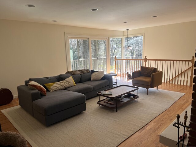 12 Fox Rd, Trumbull, CT 06611 - living area featuring healthy amount of natural light, wood finished floors, and recessed lighting