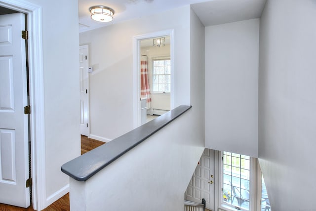1 Graystone Ln, Weston, CT 06880 - stairway with wood finished floors and baseboard heating