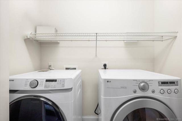 laundry area featuring washer and dryer