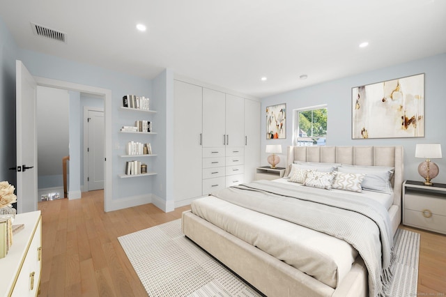 56-58 E Main St, Stonington, CT 06355 - bedroom with a closet, baseboards, recessed lighting, visible vents, and light wood finished floors