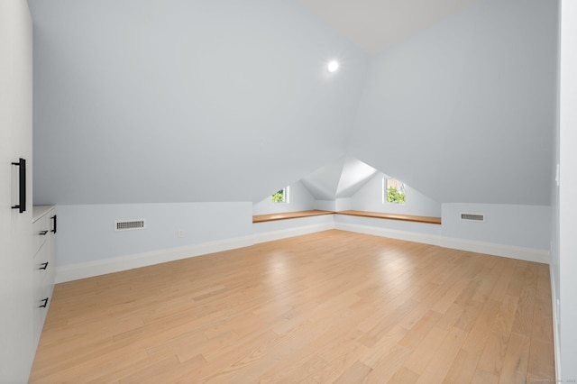 56-58 E Main St, Stonington, CT 06355 - bonus room featuring visible vents, baseboards, light wood-type flooring, and lofted ceiling