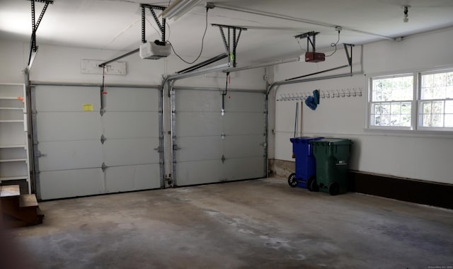 garage with a garage door opener