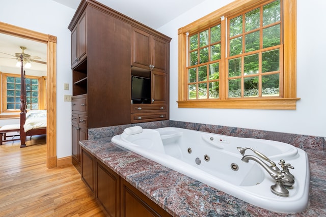 40 Old Bridge Rd, Brookfield, CT 06804 - ensuite bathroom with wood finished floors, ensuite bathroom, ceiling fan, and a whirlpool tub
