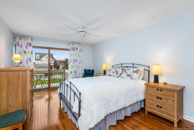 199 Gregory Blvd Apt F1, Norwalk, CT 06855 - bedroom with access to exterior, hardwood / wood-style floors, and ceiling fan