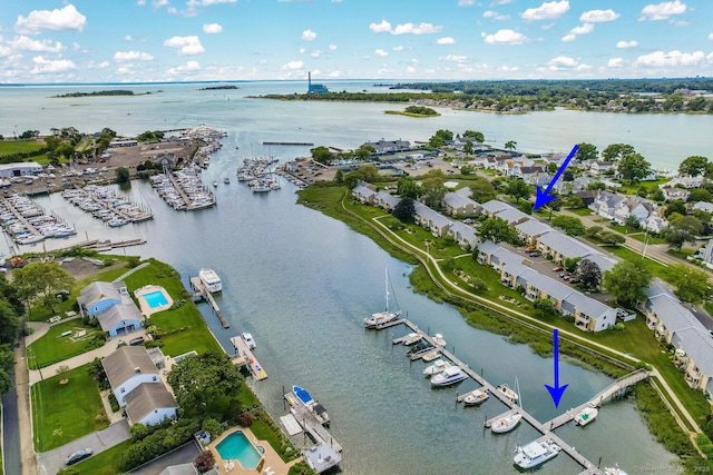 199 Gregory Blvd Apt F1, Norwalk, CT 06855 - drone / aerial view of a nearby body of water and numerous boat docks