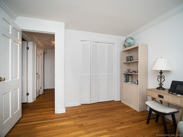 10 Edgehill Dr, Woodbridge, CT 06525 - office space featuring light wood finished floors, baseboards, and ornamental molding
