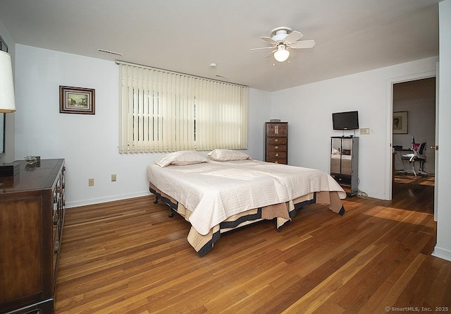 10 Edgehill Dr, Woodbridge, CT 06525 - bedroom with wood finished floors, baseboards, ceiling fan, and a desk