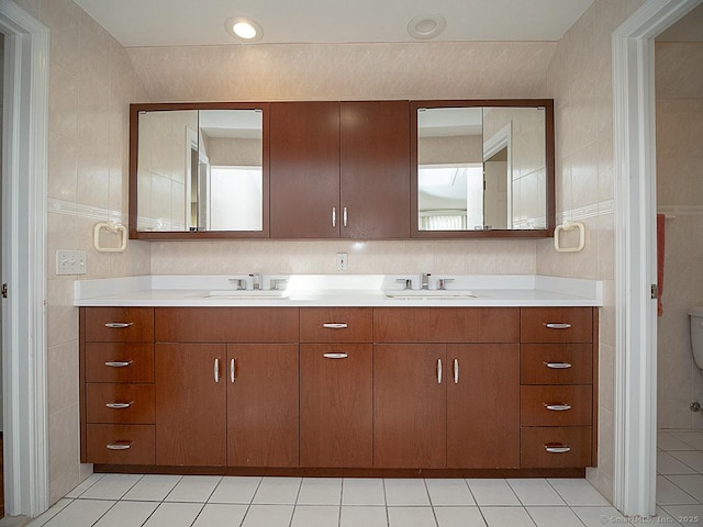 10 Edgehill Dr, Woodbridge, CT 06525 - bathroom featuring double vanity and tile patterned floors