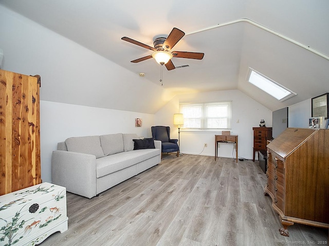 10 Edgehill Dr, Woodbridge, CT 06525 - living area featuring light wood-style flooring, a ceiling fan, and vaulted ceiling