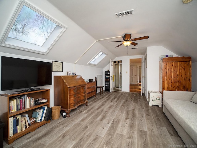 10 Edgehill Dr, Woodbridge, CT 06525 - bonus room featuring a skylight, light wood-style floors, ceiling fan, and vaulted ceiling