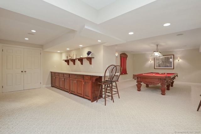 7 Long Meadow Ln, Redding, CT 06896 - bar with light colored carpet, recessed lighting, and baseboards
