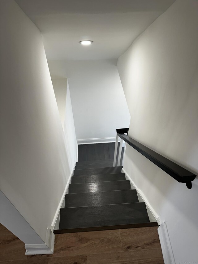 384 Sylvan Ave, Waterbury, CT 06706 - stairway featuring wood finished floors