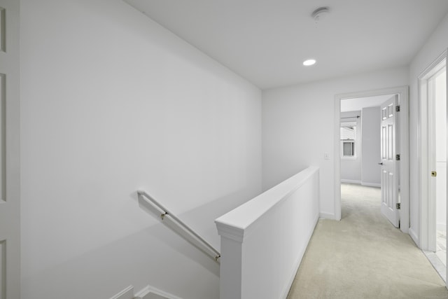 49 Glenbrook Rd Apt 209, Stamford, CT 06902 - corridor featuring light carpet, recessed lighting, an upstairs landing, and baseboards