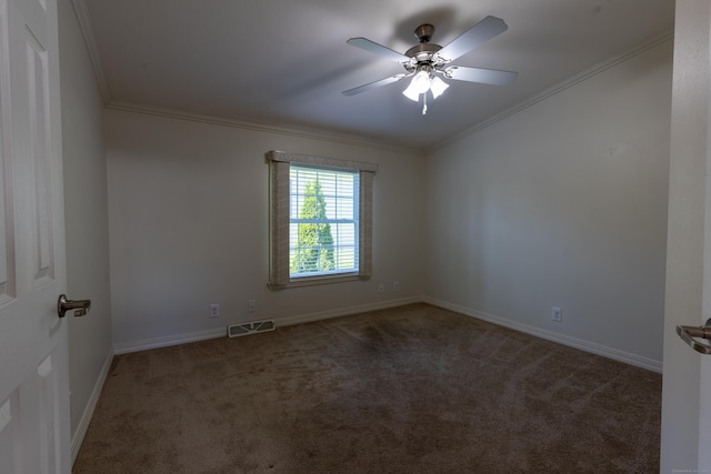 20 Cliff Rd, Ledyard, CT 06339 - unfurnished room with carpet flooring, crown molding, a ceiling fan, and baseboards