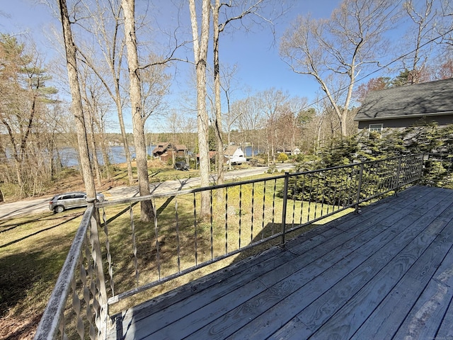 56 Laurel Hill Dr, Woodstock, CT 06282 - wooden deck featuring a water view and a lawn