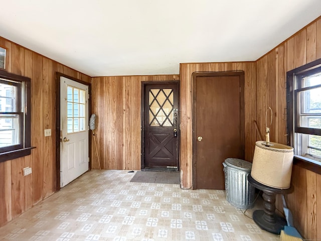 56 Laurel Hill Dr, Woodstock, CT 06282 - entrance foyer with wooden walls