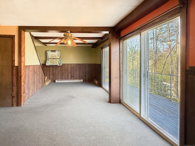56 Laurel Hill Dr, Woodstock, CT 06282 - unfurnished sunroom featuring baseboard heating and beam ceiling