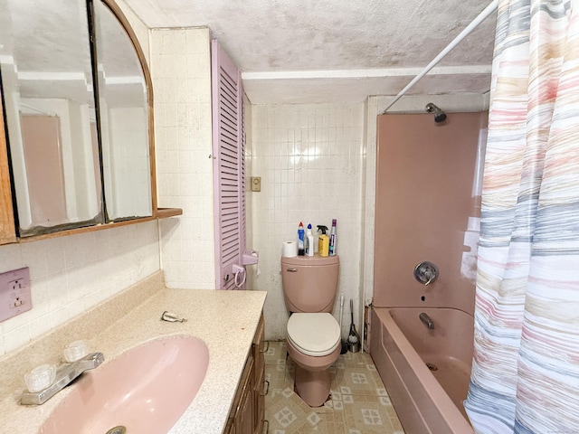 56 Laurel Hill Dr, Woodstock, CT 06282 - bathroom featuring shower / bathtub combination with curtain, vanity, tile walls, and tasteful backsplash