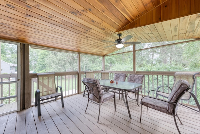 18 Black Birch Rd, Plainville, CT 06062 - sunroom / solarium with lofted ceiling, ceiling fan, outdoor dining space, and healthy amount of natural light
