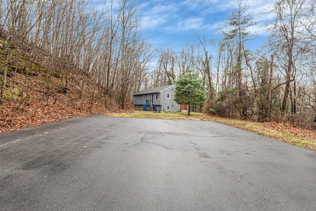 view of street featuring aphalt driveway