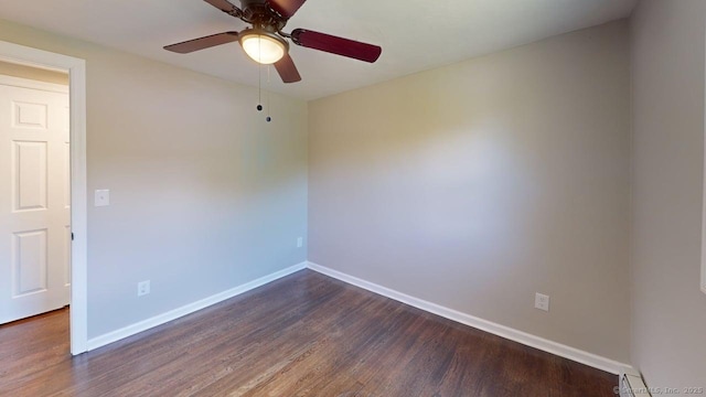3 Richard Ln, Prospect, CT 06712 - spare room with dark wood-type flooring, a baseboard heating unit, baseboards, and a ceiling fan