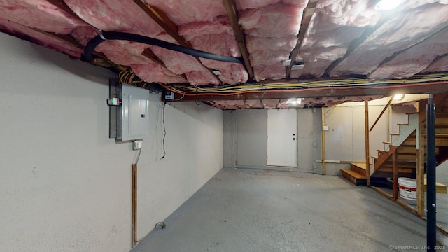 3 Richard Ln, Prospect, CT 06712 - unfinished below grade area with electric panel and stairs