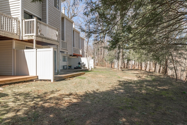 view of yard with a deck