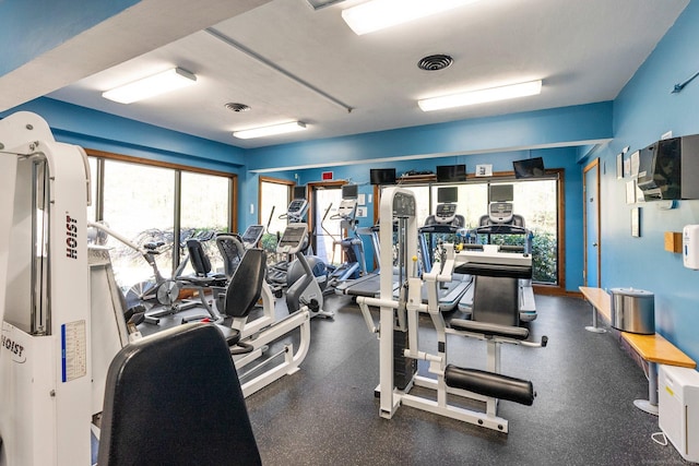 exercise room with visible vents
