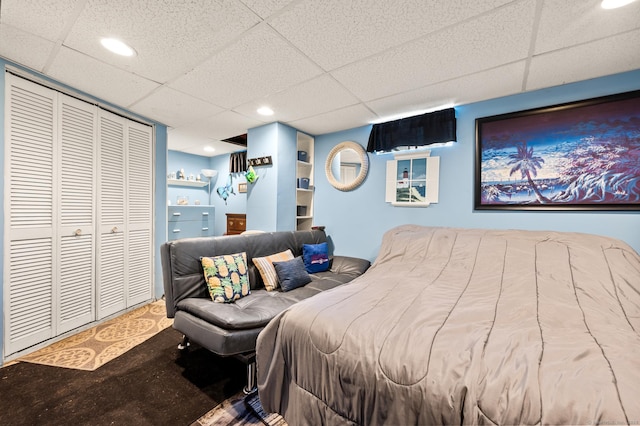 61 Harrington St, Meriden, CT 06451 - carpeted bedroom featuring a paneled ceiling and recessed lighting