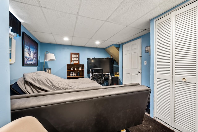 61 Harrington St, Meriden, CT 06451 - bedroom with a closet, a paneled ceiling, and carpet flooring