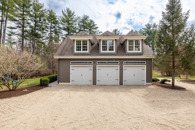 view of detached garage