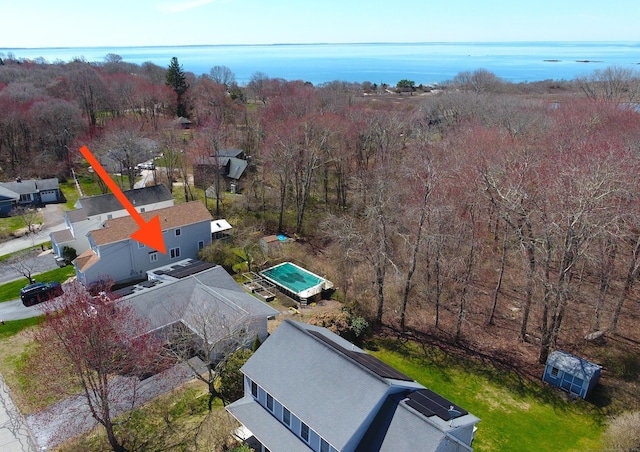 33 Cottage Ln, East Lyme, CT 06357 - drone / aerial view featuring a water view and a view of trees