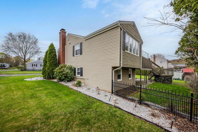 120 Newton St, Berlin, CT 06037 - view of property exterior with a wooden deck, fence, a yard, and stairway