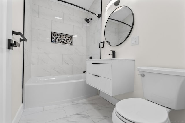 35 Bayberry Ln, Guilford, CT 06437 - full bathroom featuring shower / washtub combination, marble finish floor, baseboards, and toilet