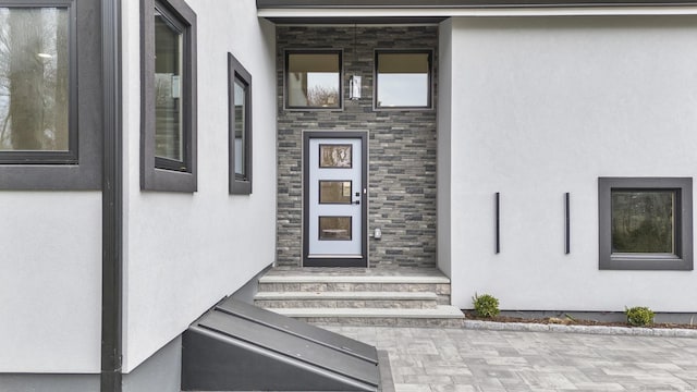 35 Bayberry Ln, Guilford, CT 06437 - property entrance featuring stone siding and stucco siding