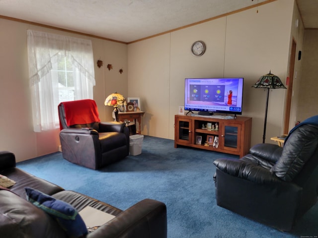 15 Circle Dr, Stonington, CT 06378 - carpeted living area with ornamental molding