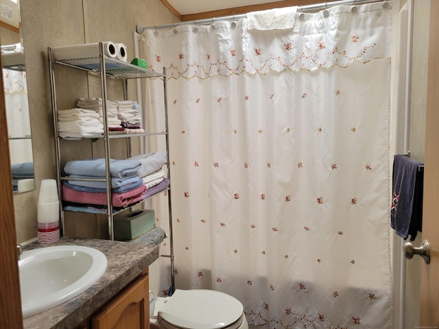 15 Circle Dr, Stonington, CT 06378 - full bathroom featuring toilet, vanity, and a shower with curtain