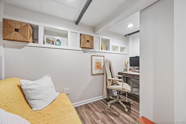447 Howellton Rd, Orange, CT 06477 - office with wood finished floors, beam ceiling, and recessed lighting