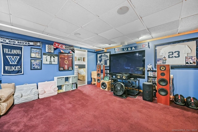 447 Howellton Rd, Orange, CT 06477 - living area with carpet flooring and a drop ceiling