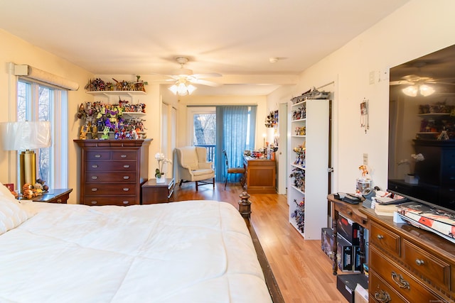 259 Weatherly Trl, Guilford, CT 06437 - bedroom featuring a ceiling fan, multiple windows, and light wood-type flooring